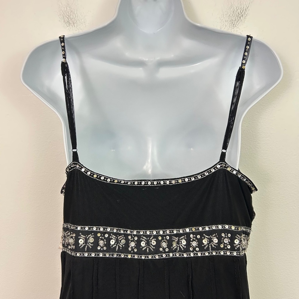 VTG MixIT Black Sequin Beaded Empire‎ Waist Mesh Overlay Dress Womens 12 NEW - Picture 7 of 15